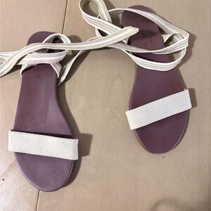 Rothy’s size 8 wrap sandals, color is bone